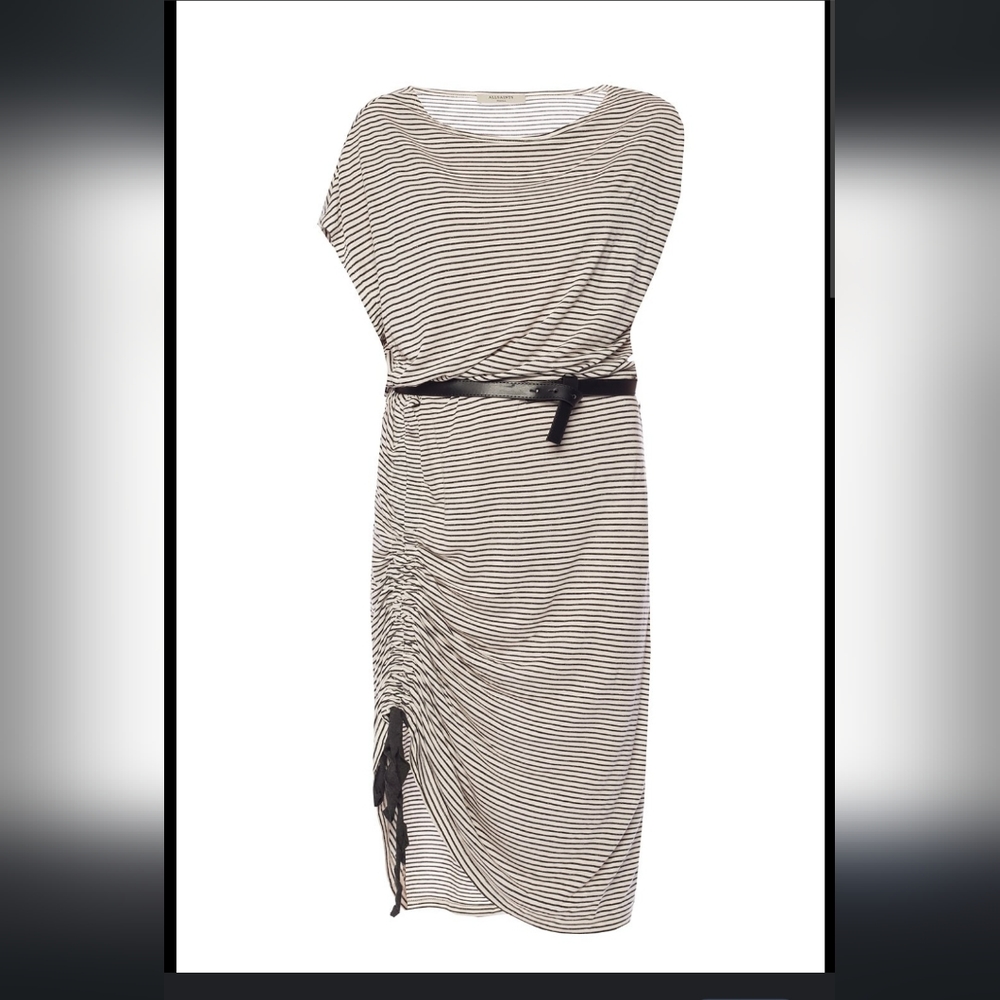 Allsaints Belted Stripes Tee Shirt Dress